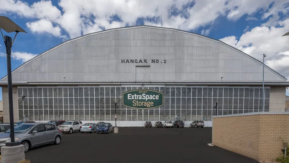 A former airplane hangar in Denver was converted to mixed-use as part of the redevelopment of the area, with restaurants, retail sites, and self-storage.